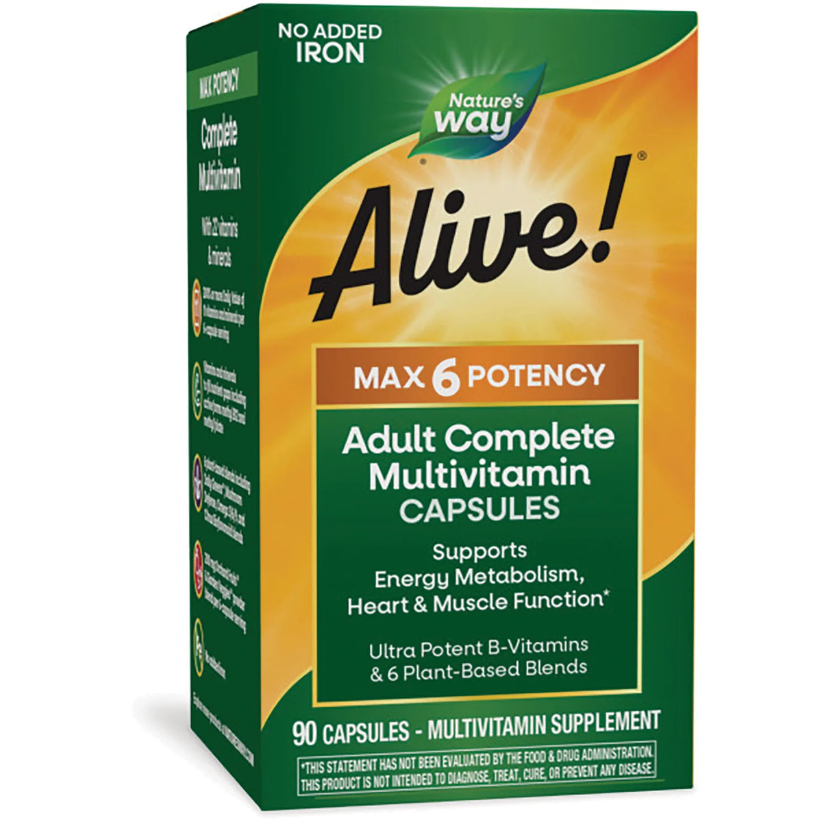 Alive! Max 6 Potency Adult Complete Multivitamin - No Added Iron