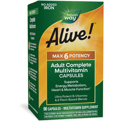 Alive! Max 6 Potency Adult Complete Multivitamin - No Added Iron