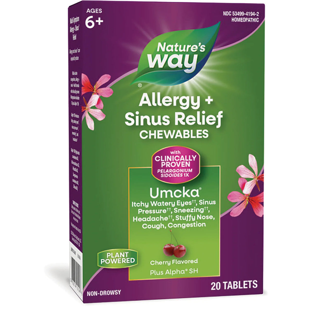 Umcka Allergy + Sinus Relief Chewables - Cherry