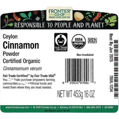 Ceylon Cinnamon Powder Certified Organic - Fair Trade
